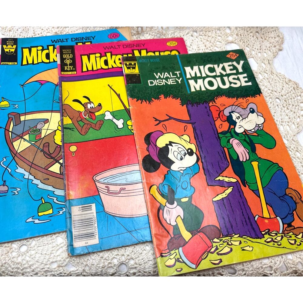 Disney Comic Book Lot of 3 Vintage Mickey Mouse 1970s/80s Whitman / Gold Key